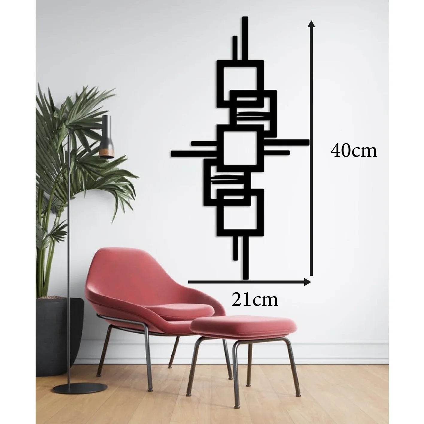 Metal Wall Art Geometric Design with Diagonal Lines Large Modern Statement Piece, side view - House Of Avana