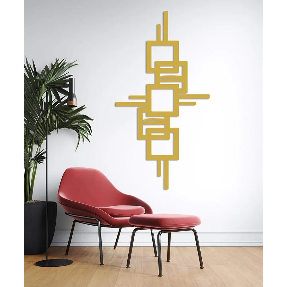 Metal Wall Art Geometric Design with Diagonal Lines Large Modern Statement Piece, top view - House Of Avana