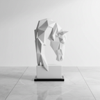 Geometric Horse Head Sculpture – White Resin [[SKU:HOA-SCU-544]]