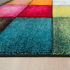 Colorful Area Rug Smaragd with Geometric Squares - Multicolor - House Of Avana