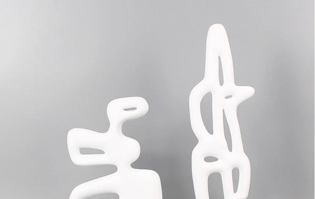 Geometric Sculpture - Black White Hollow Design, dimensions view - House Of Avana