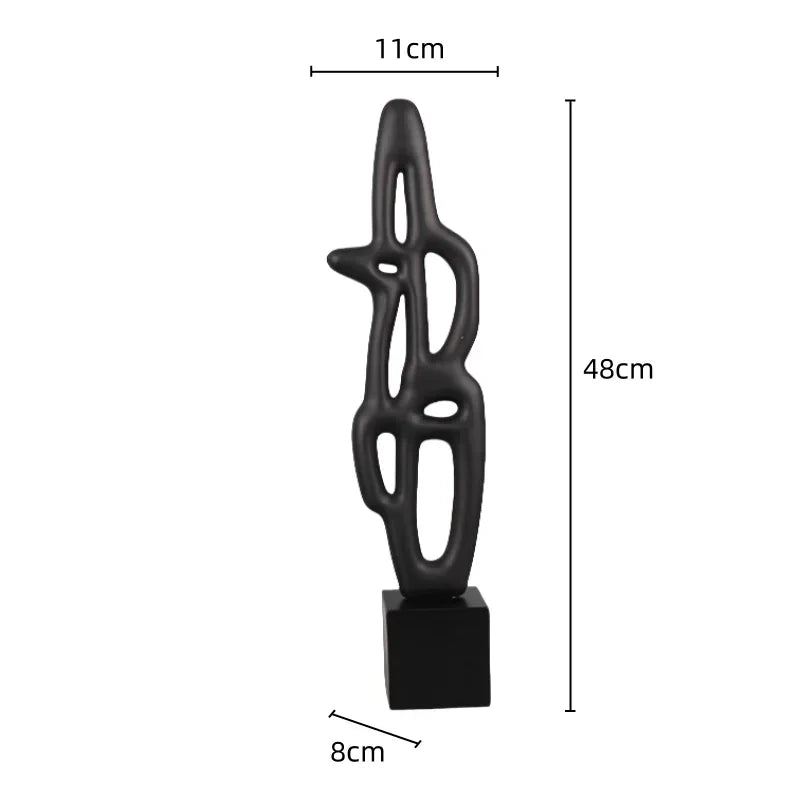 Geometric Sculpture - Black White Hollow Design, alternate view - House Of Avana