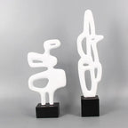 Geometric Sculpture - Black White Hollow Design, side view - House Of Avana