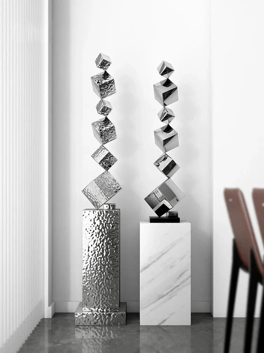 Cx168cp Luxury Floor Sculpture Artwork Geometric Stainless Steel Sculptures & Figurines Northern Room... - House Of Avana