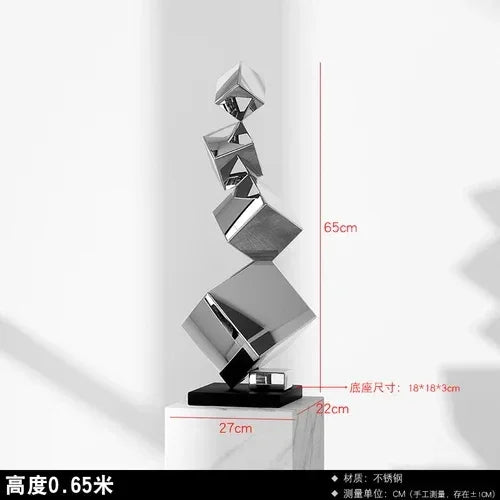 Cx168cp Luxury Floor Sculpture Artwork Geometric Stainless Steel Sculptures & Figurines Northern Room... - House Of Avana