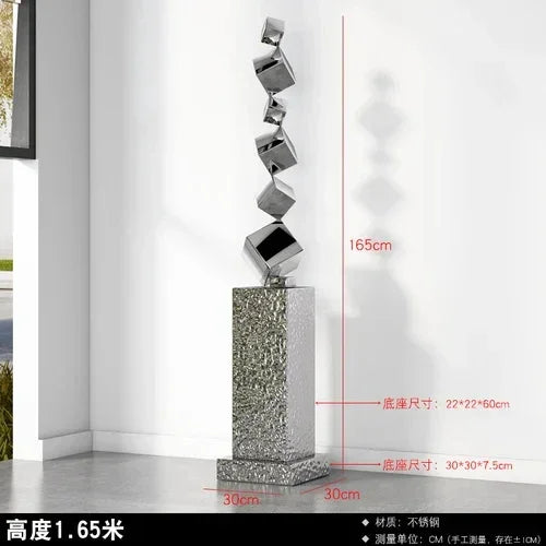 Cx168cp Luxury Floor Sculpture Artwork Geometric Stainless Steel Sculptures & Figurines Northern Room... - House Of Avana