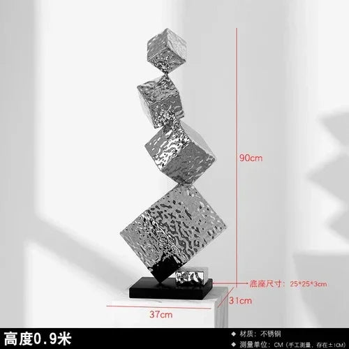 Cx168cp Luxury Floor Sculpture Artwork Geometric Stainless Steel Sculptures & Figurines Northern Room... - House Of Avana