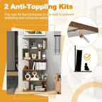 5-tier Geometric S-shaped Bookcase, Rustic Wooden Room Divider Storage Display Shelf, 62.5" Tall... - House Of Avana