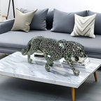 Modern Geometric Leopard Miniature Statue, side view - House Of Avana