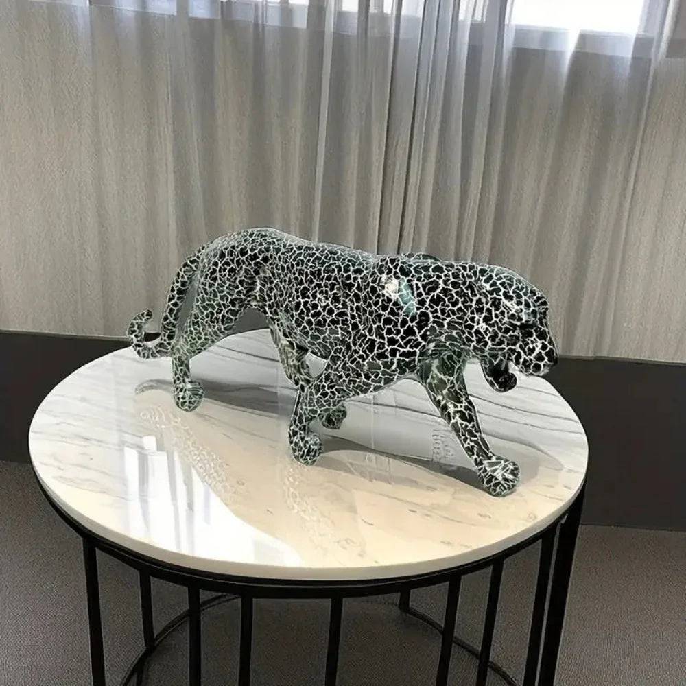 Modern Geometric Leopard Miniature Statue, top view - House Of Avana