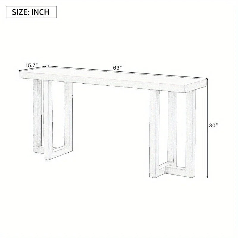 Geometric Wood Console Table with Pine Legs - House Of Avana