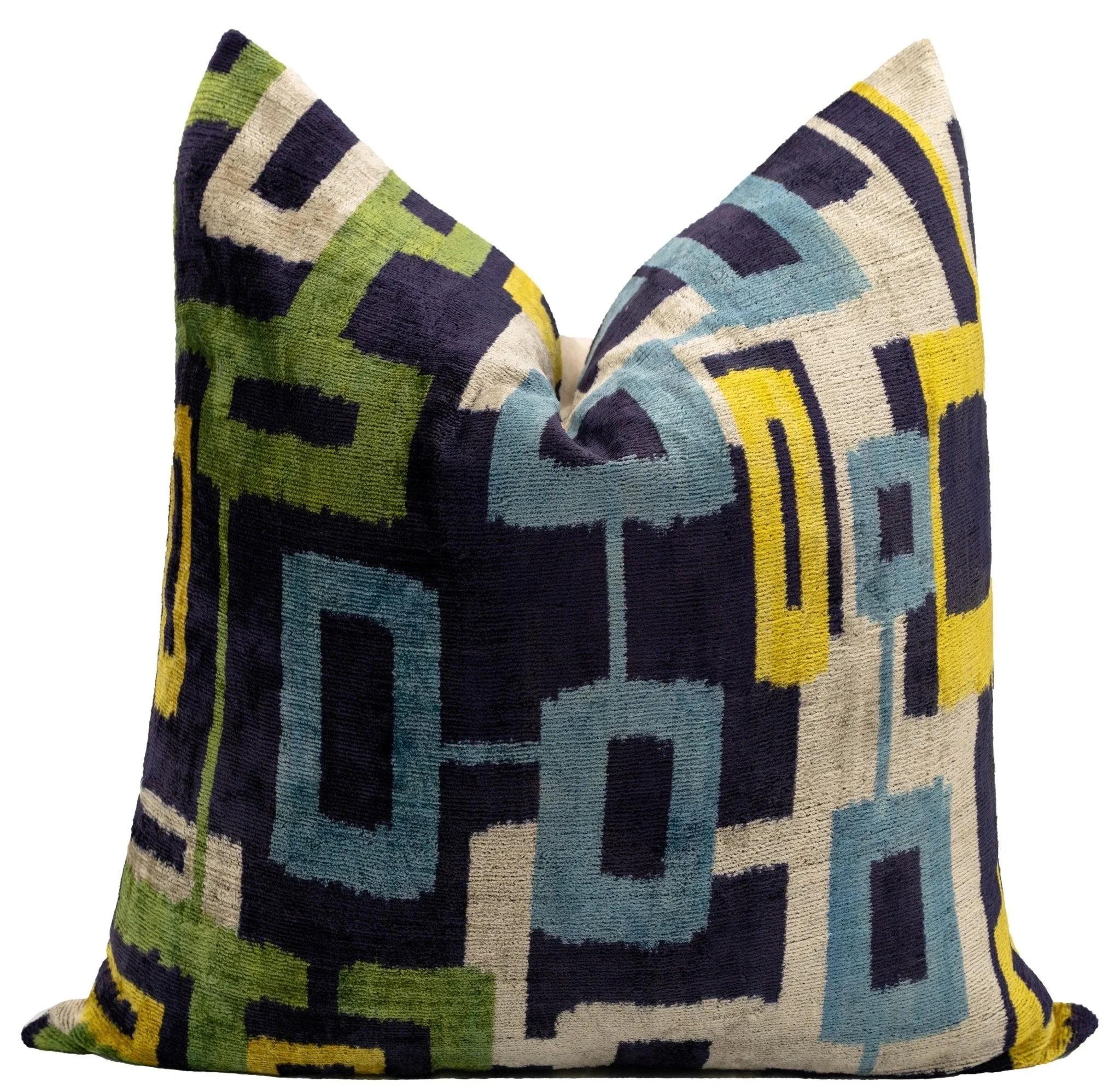 Handmade Velvet Throw Pillow with Modern Geometric Design - High-quality 20x20 Inch Decorative Accent... - House Of Avana