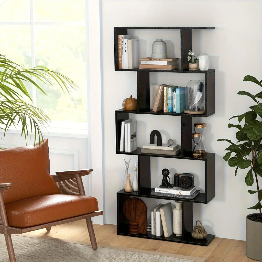 5-tier S-shaped Geometric Bookshelf - House Of Avana