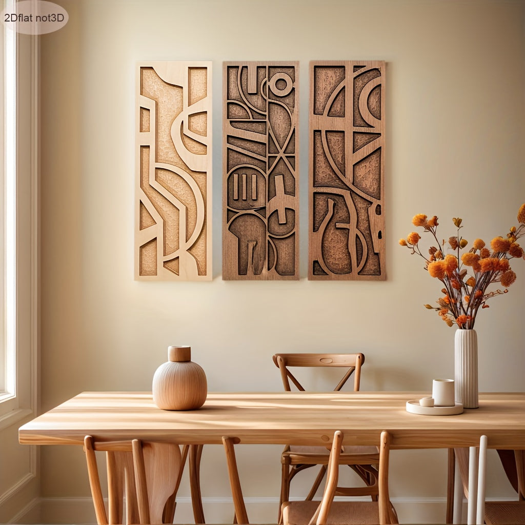 Wall Art - Geometric Wooden 3d, angled view - House Of Avana