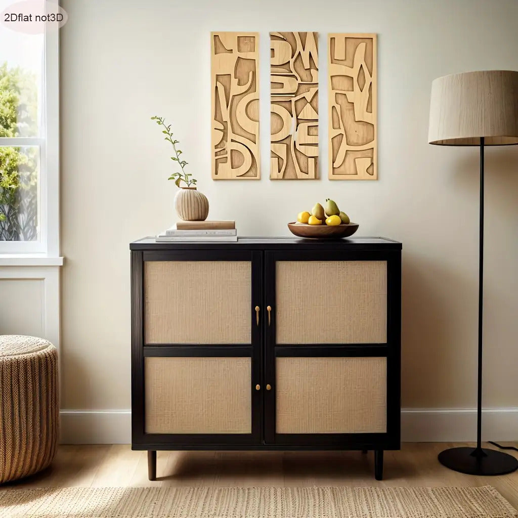 Wall Art - Geometric Wooden 3d, angled view - House Of Avana