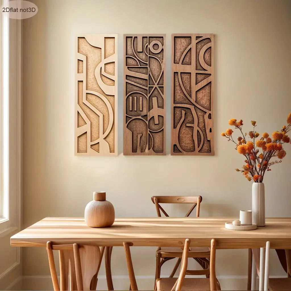 Wall Art - Geometric Wooden 3d, texture detail - House Of Avana