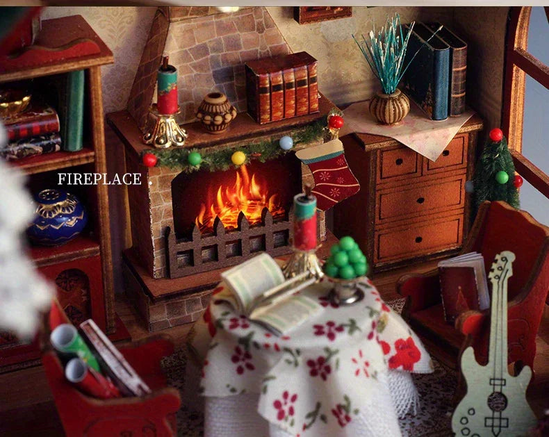 Gingerbread House Christmas Book Nook Kit with Wooden Details - House Of Avana