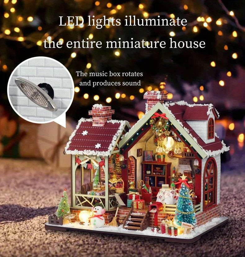 Gingerbread House Christmas Book Nook Kit with Wooden Details - House Of Avana