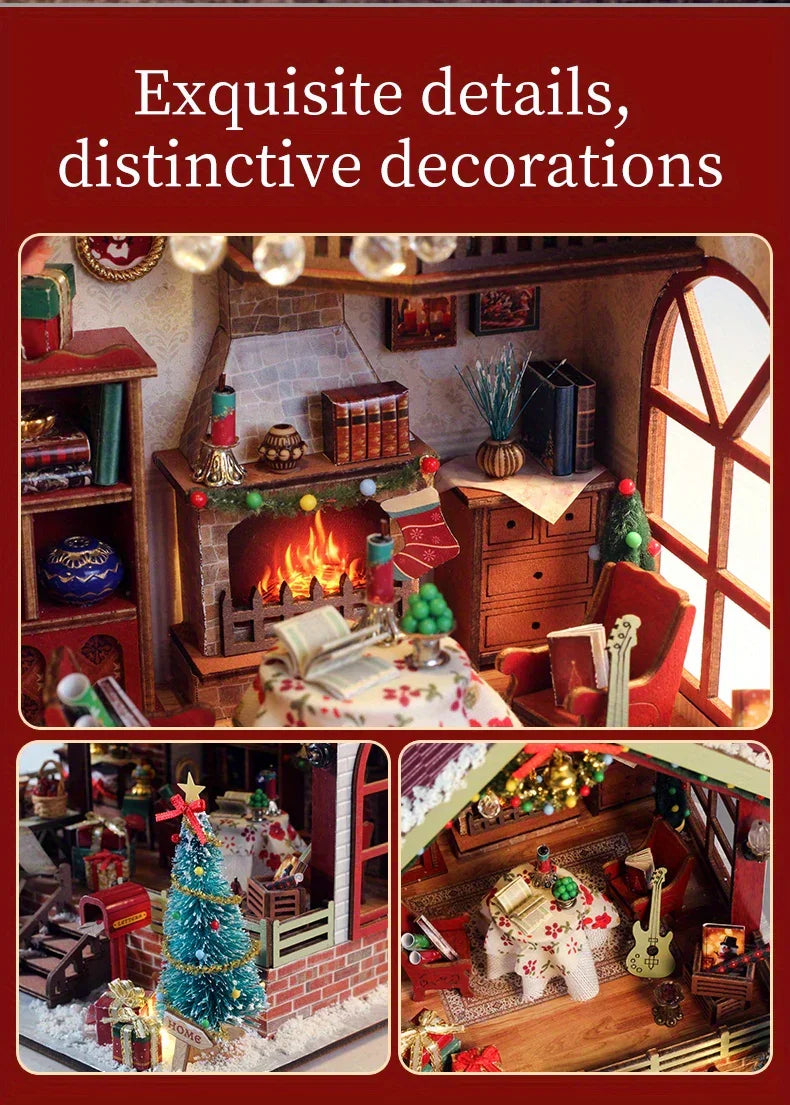 Gingerbread House Christmas Book Nook Kit with Wooden Details - House Of Avana