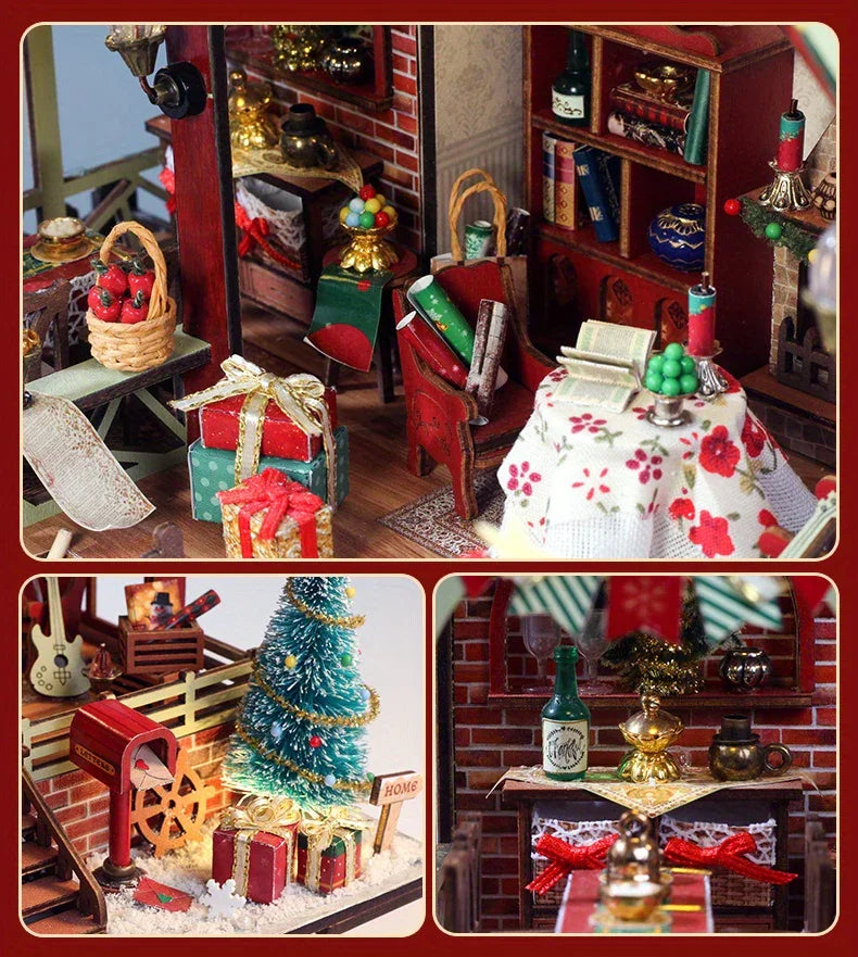 Gingerbread House Christmas Book Nook Kit with Wooden Details - House Of Avana