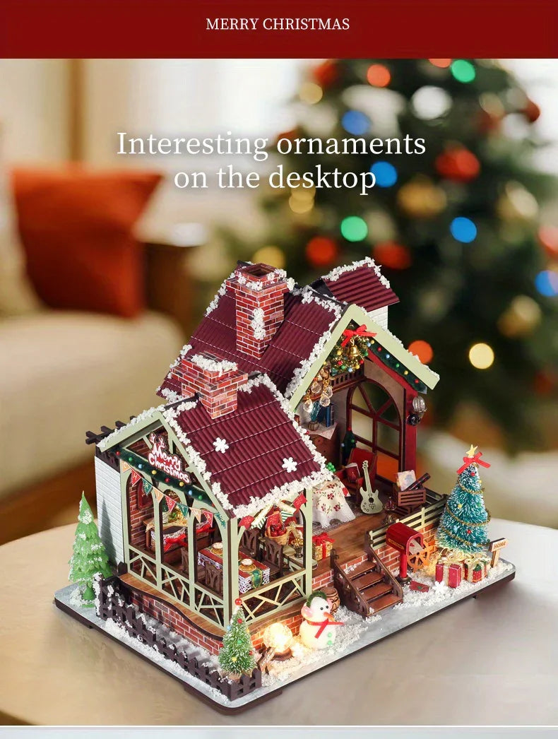 Gingerbread House Christmas Book Nook Kit with Wooden Details - House Of Avana