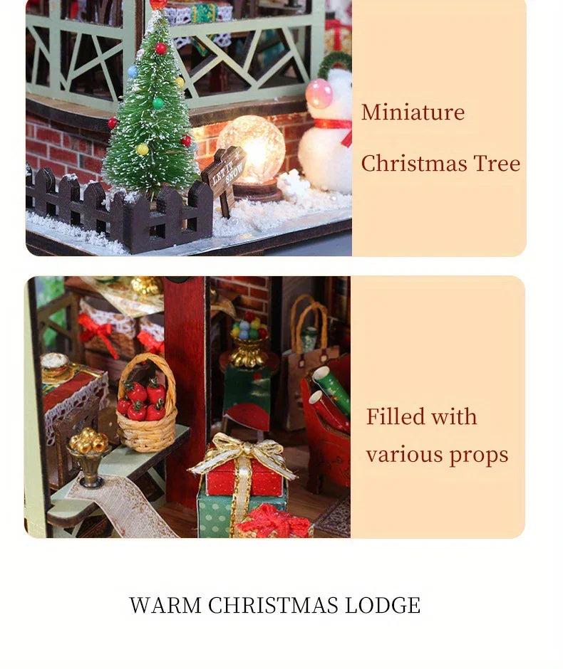 Gingerbread House Christmas Book Nook Kit with Wooden Details - House Of Avana