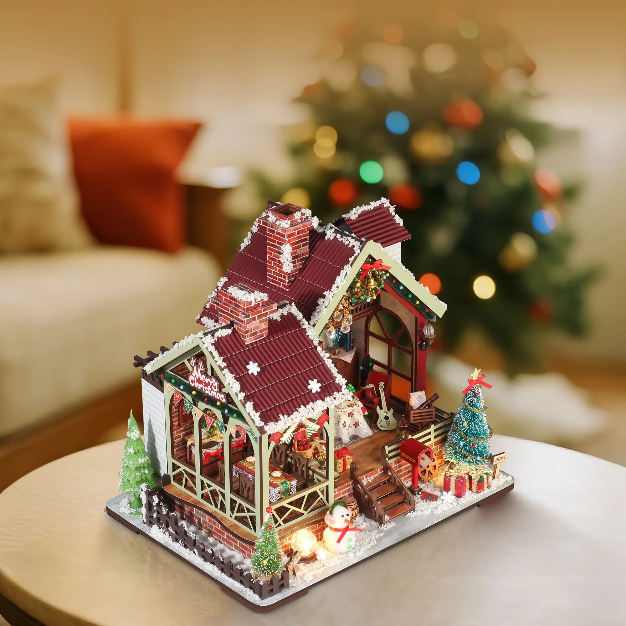 Gingerbread House Christmas Book Nook Kit with Wooden Details - House Of Avana