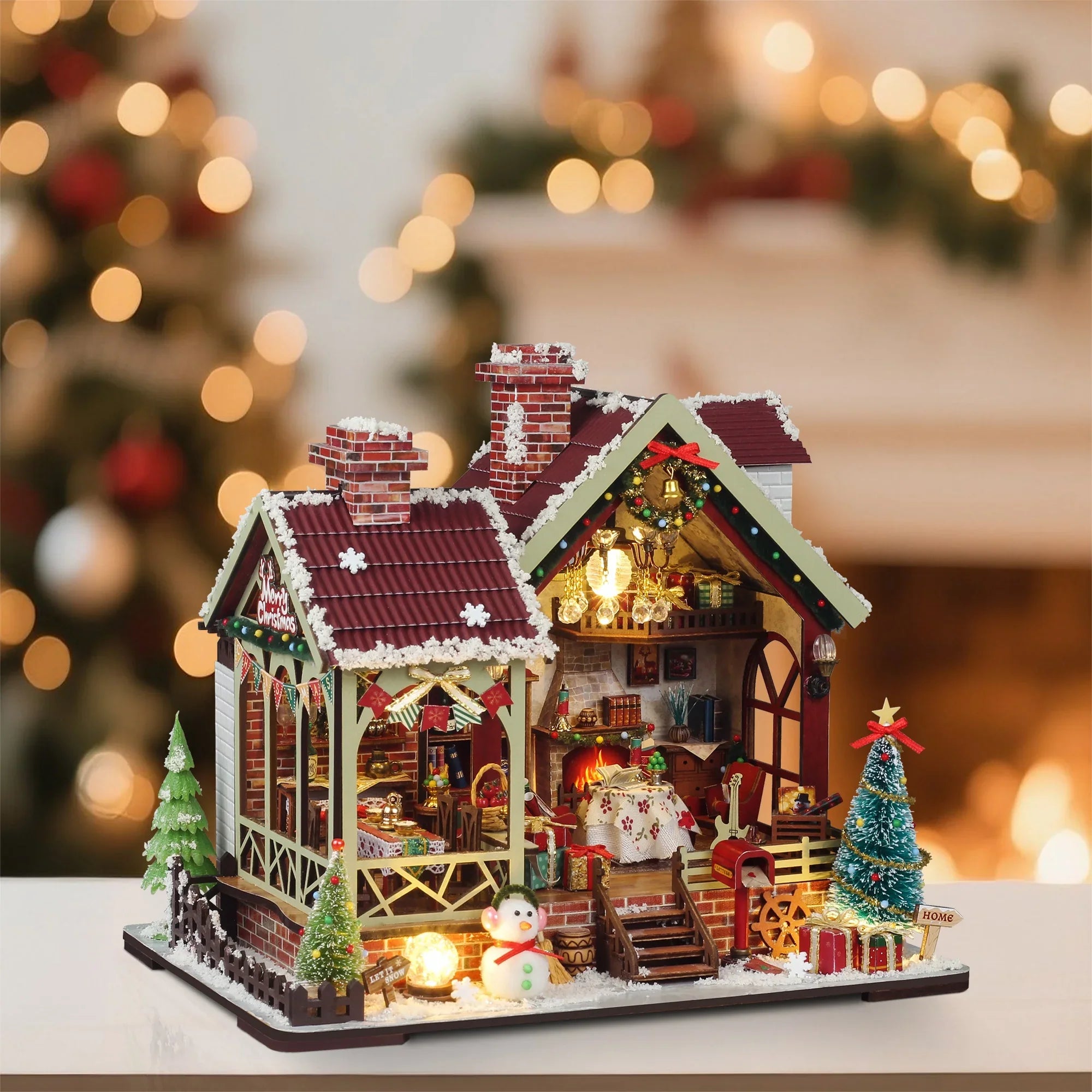 Gingerbread House Christmas Book Nook Kit with Wooden Details - House Of Avana
