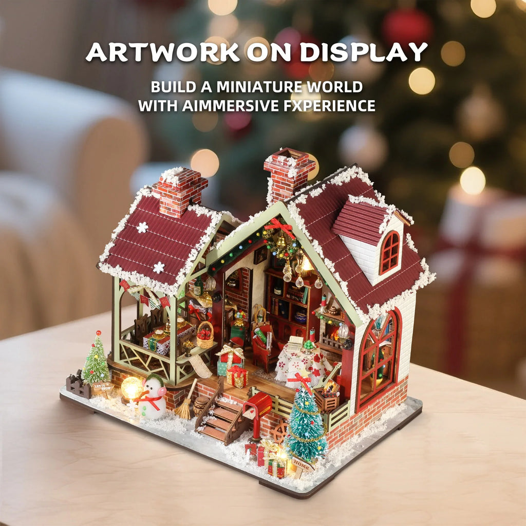 Gingerbread House Christmas Book Nook Kit with Wooden Details - House Of Avana