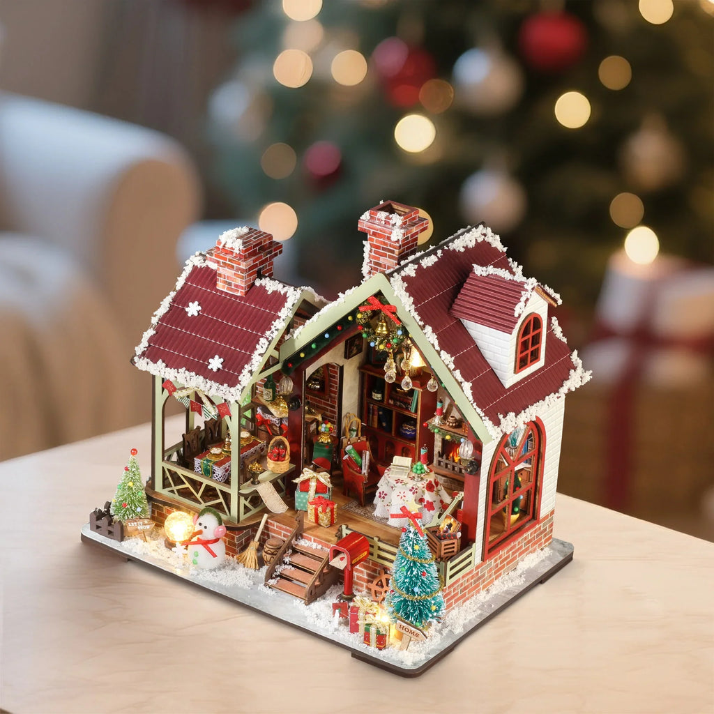 Gingerbread House Christmas Book Nook Kit with Wooden Details - House Of Avana