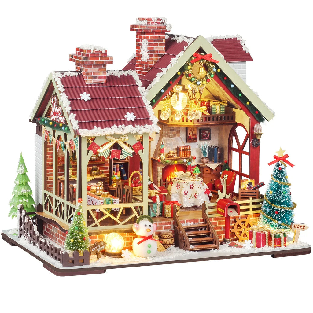 Gingerbread House Christmas Book Nook Kit with Wooden Details - House Of Avana