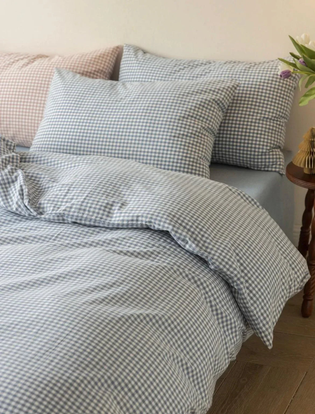 Gingham Bedding Set / Blue Ever Lasting