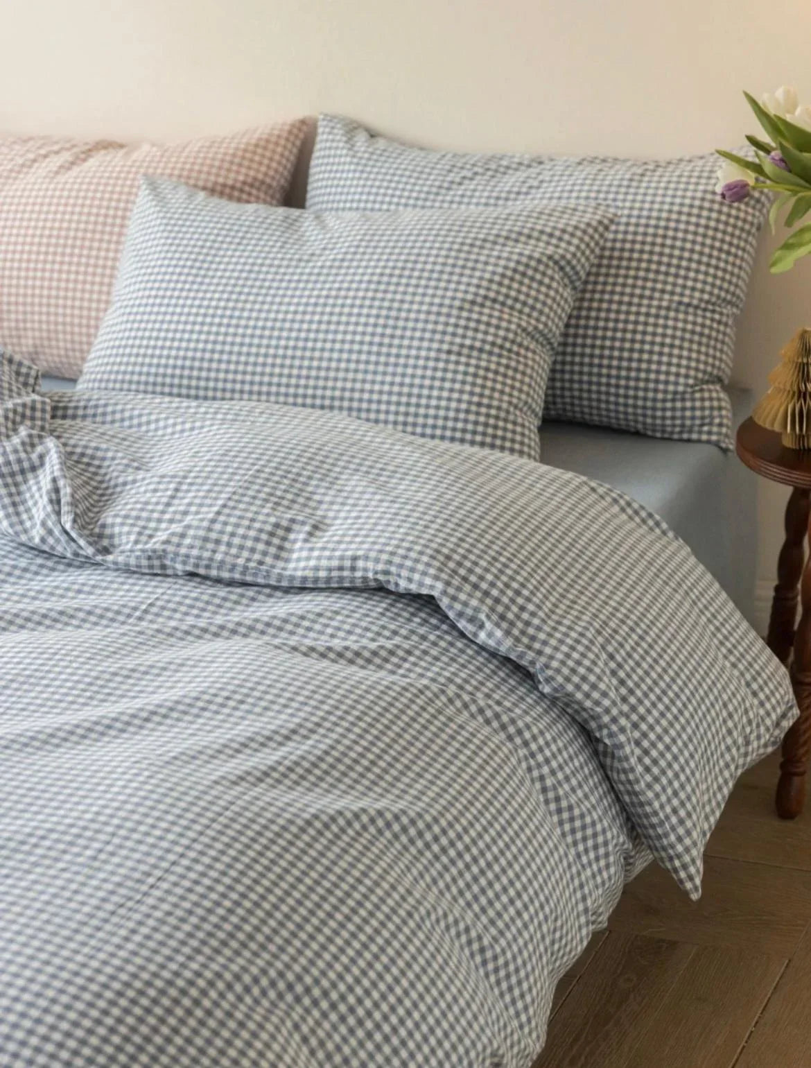 Gingham Bedding Set / Blue Ever Lasting