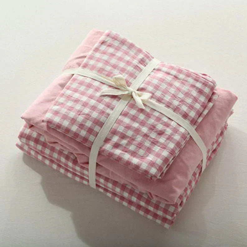 Gingham Bedding Set / Red