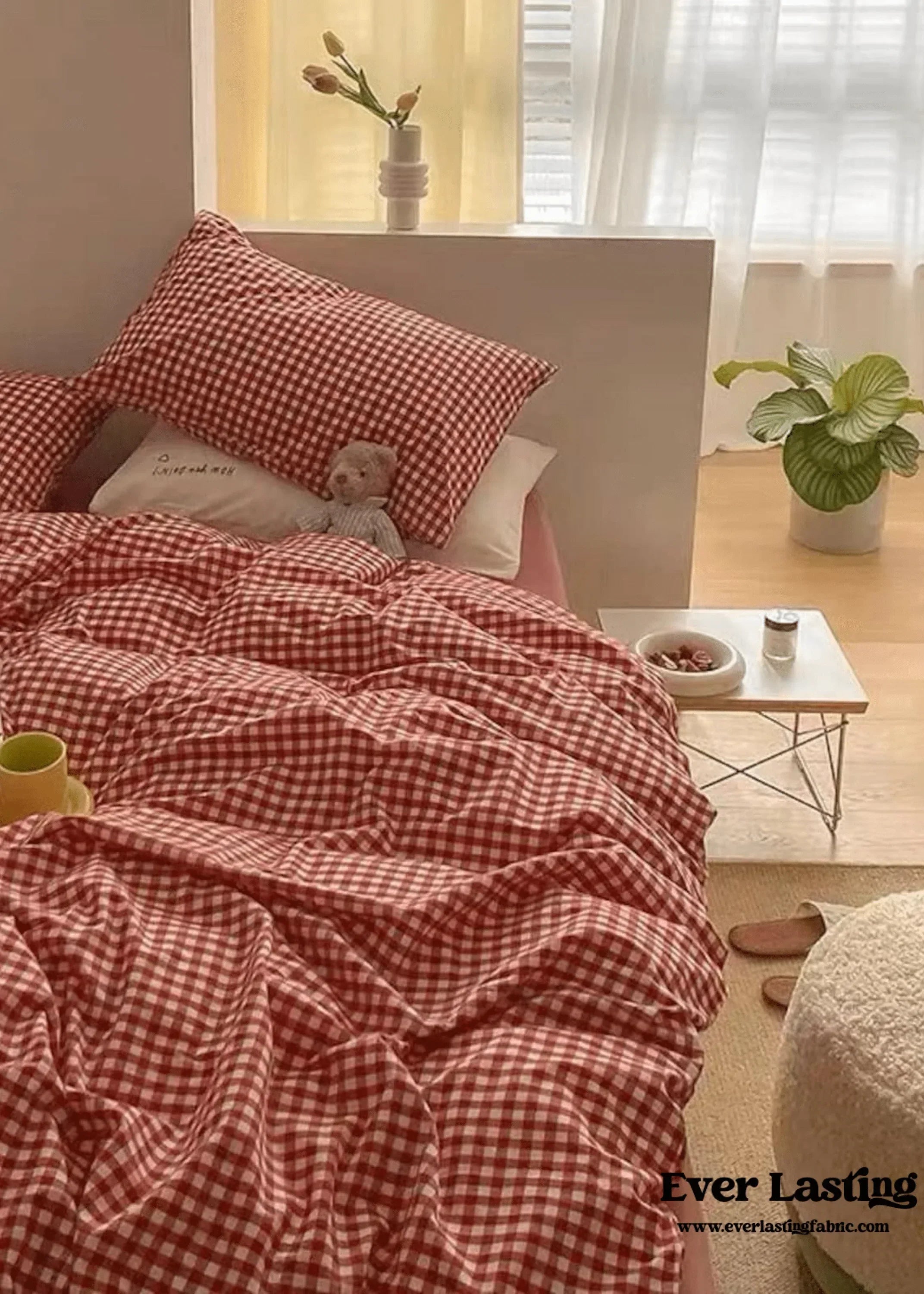 Gingham Bedding Set / Red Ever Lasting