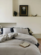 Gingham Floral Ruffle Bedding Set / Blue White Ever Lasting