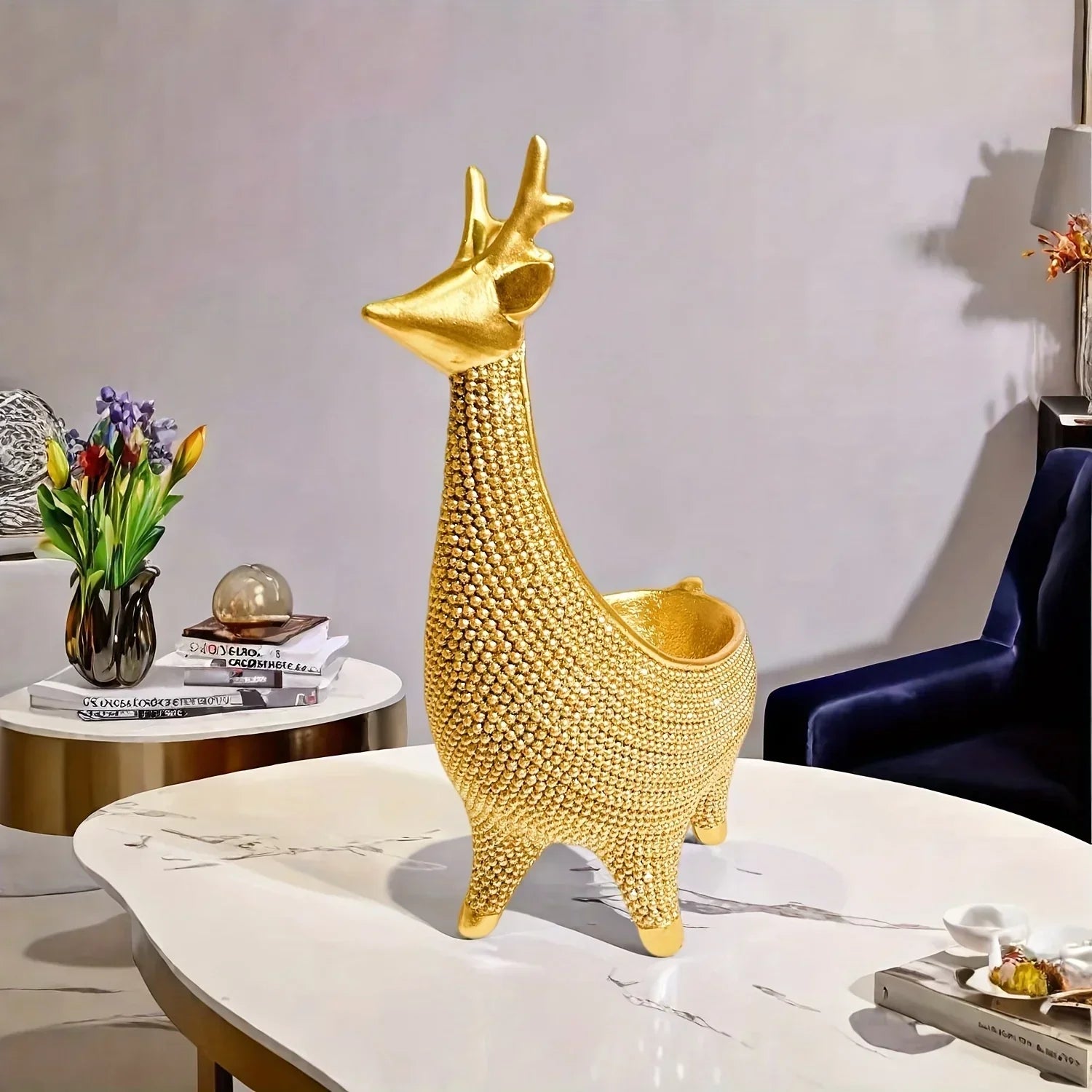 Giraffe Figurine - Ornate Golden Beaded Statue