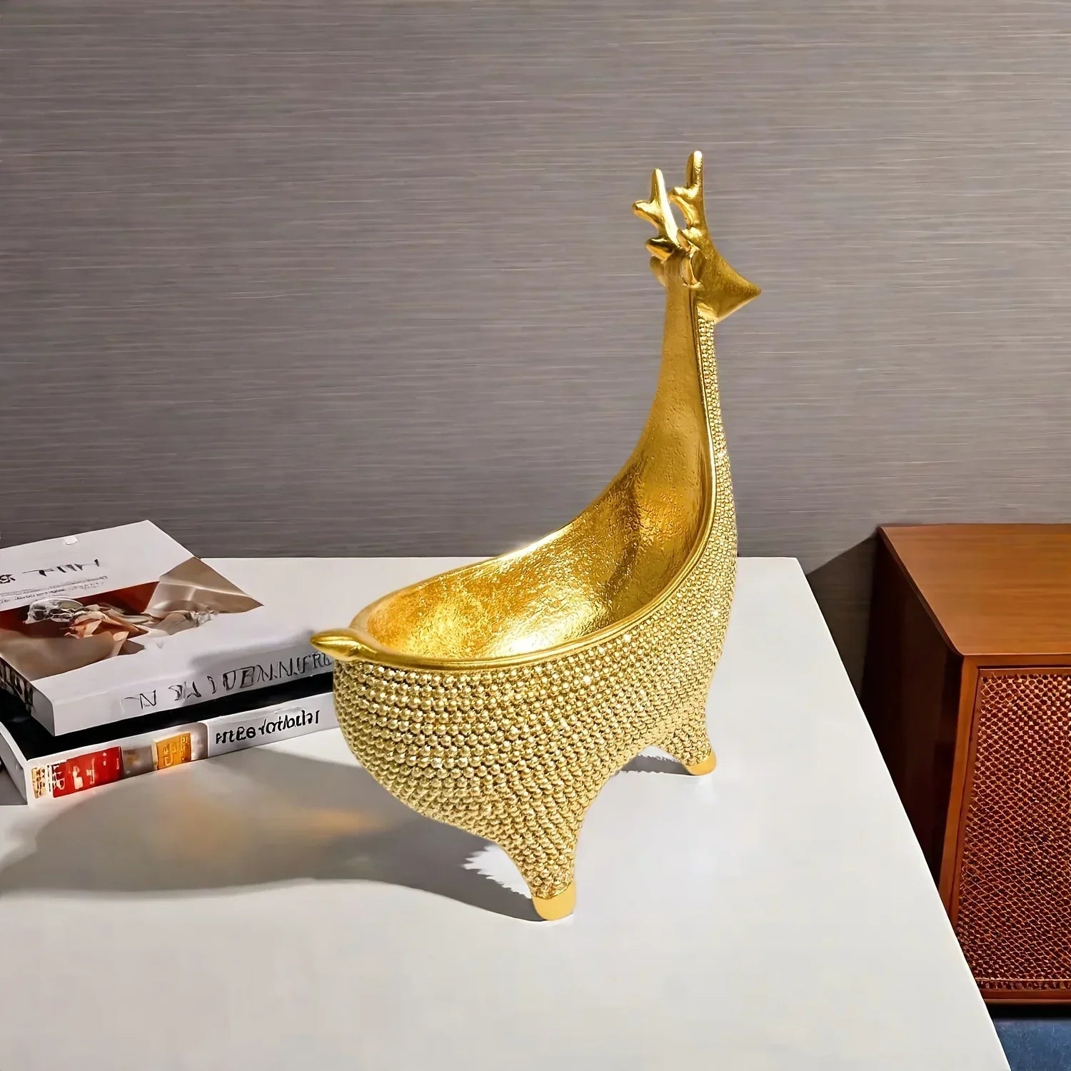 Giraffe Figurine - Ornate Golden Beaded Statue
