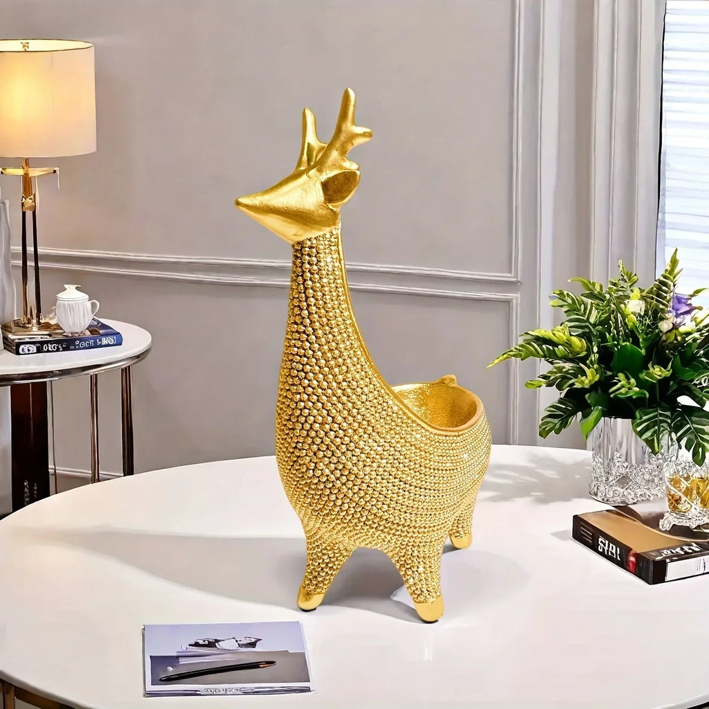 Giraffe Figurine - Ornate Golden Beaded Statue