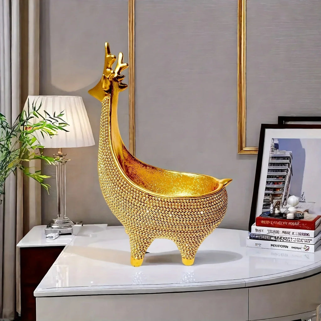 Giraffe Figurine - Ornate Golden Beaded Statue