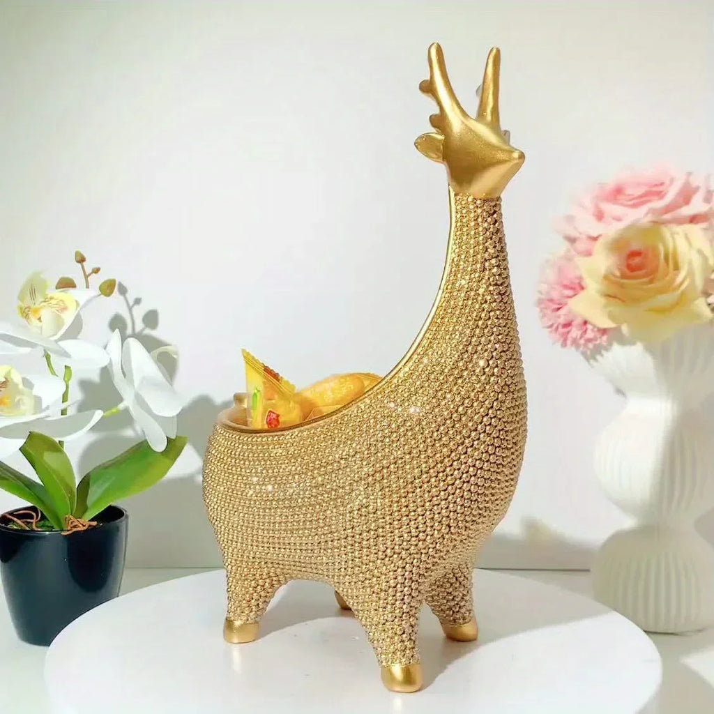 Giraffe Figurine - Ornate Golden Beaded Statue