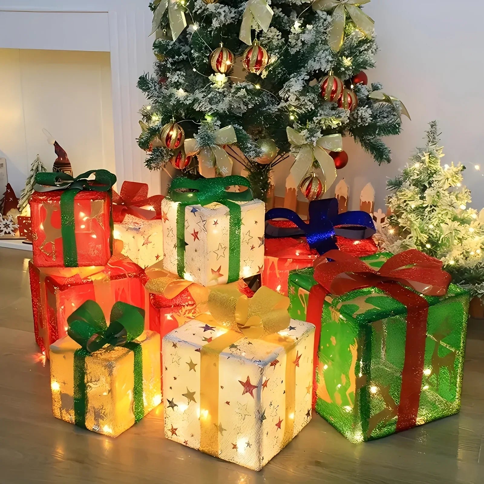 Glass Box Decoration with Warm Glowing Winter Tree Scene - House Of Avana