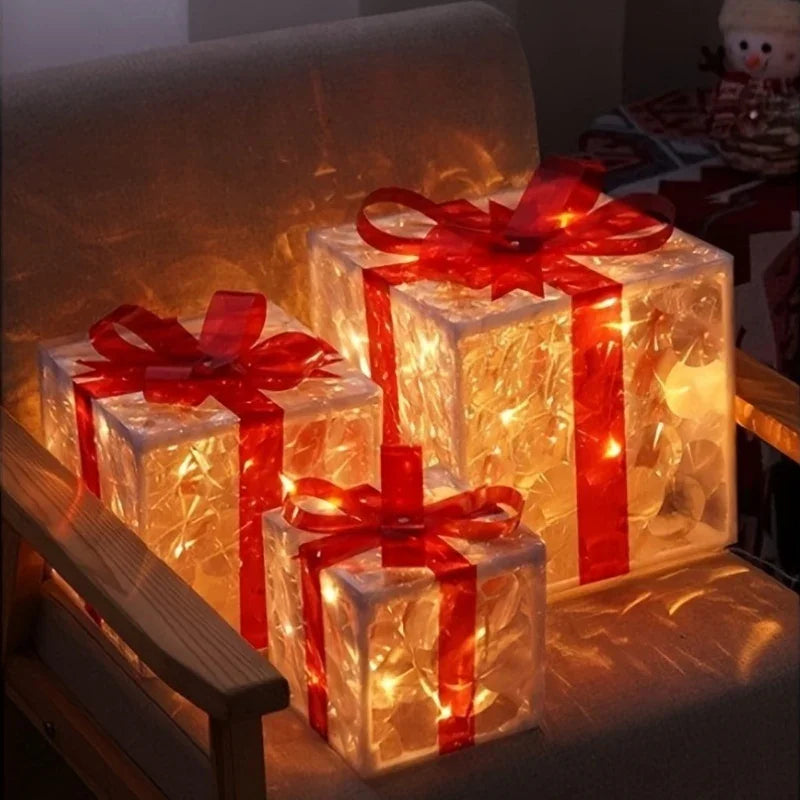Glass Box Decoration with Warm Glowing Winter Tree Scene - House Of Avana