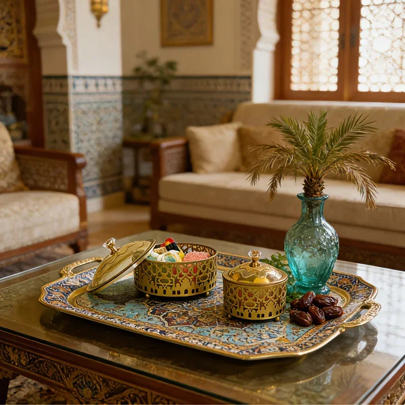 Glass Candy Jar - Golden Islamic Style