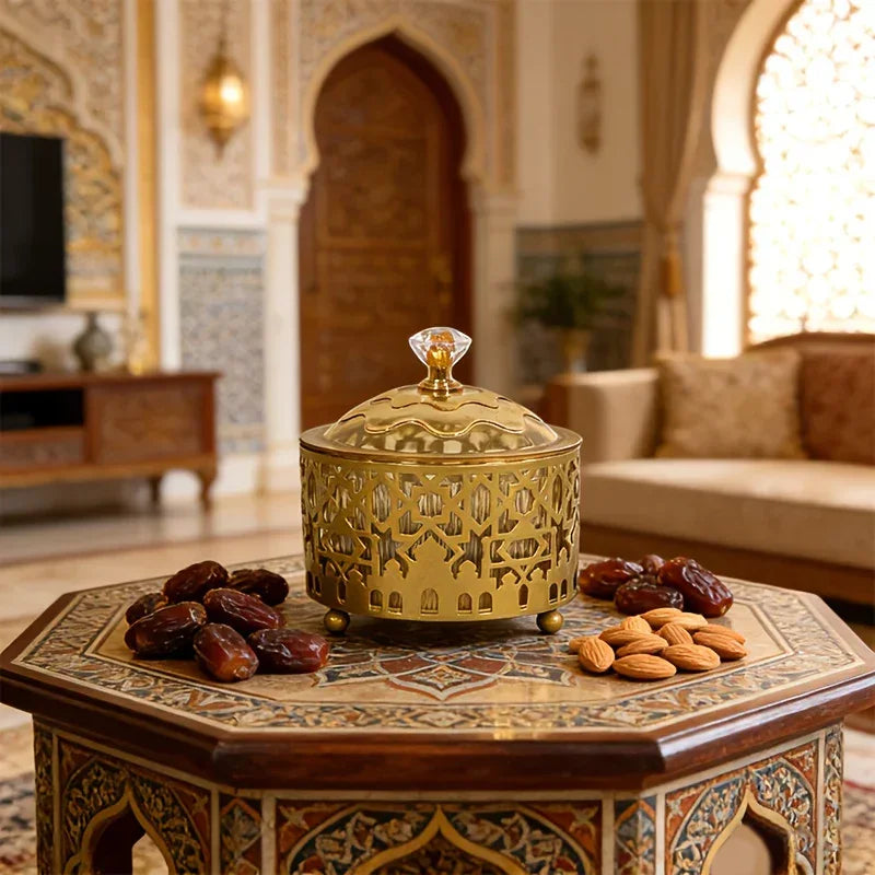 Glass Candy Jar - Golden Islamic Style