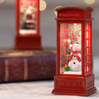 Christmas Glass Phone Box Decoration with Santa and Snowman Figurines - House Of Avana