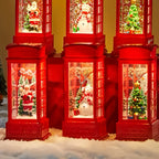 Christmas Glass Phone Box Decoration with Santa and Snowman Figurines - House Of Avana