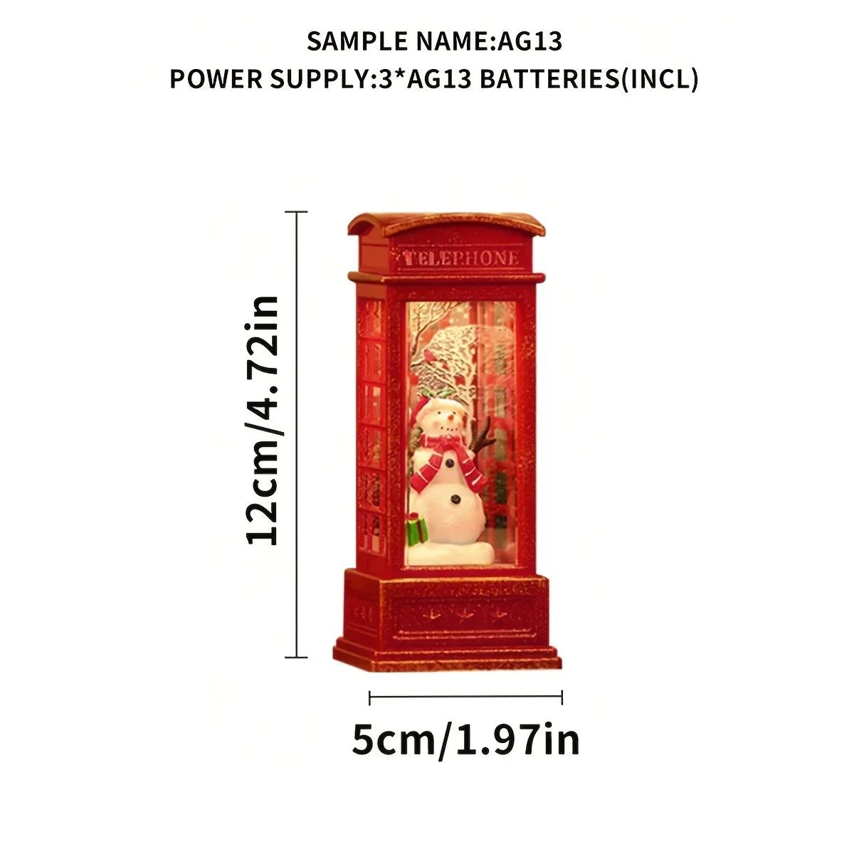 Christmas Glass Phone Box Decoration with Santa and Snowman Figurines - House Of Avana