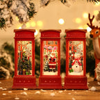 Christmas Glass Phone Box Decoration with Santa and Snowman Figurines - House Of Avana
