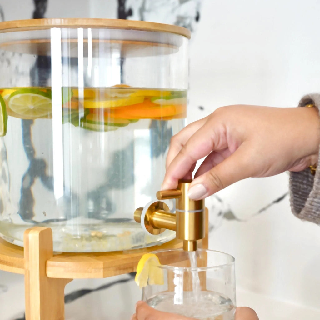Glass Drink Dispenser with Stand - House Of Avana